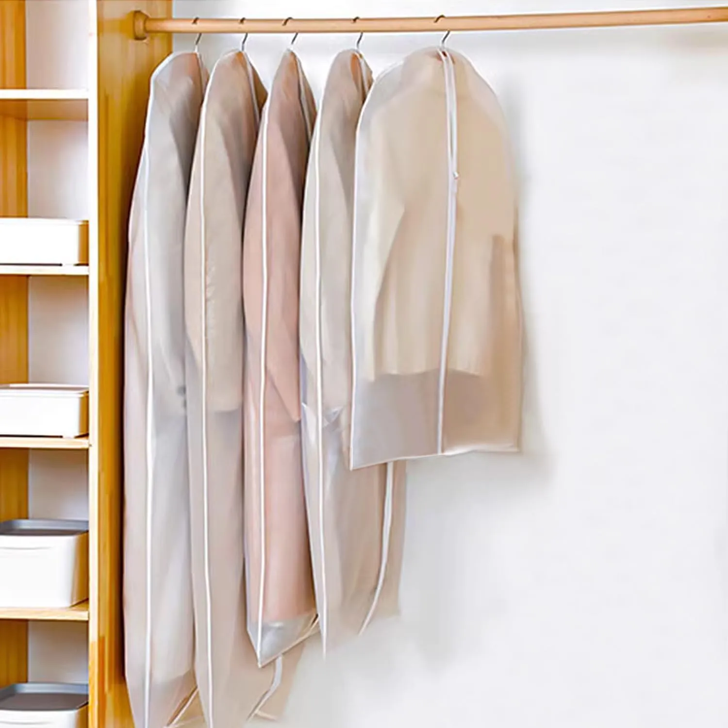 10 Packs Combo Size Garments Bags, Clear Dress Bags for Closet Storage, Suit Cover Protecting Dusts with Zipper, Hanging Clothes Cover Dress Bags for Suits, Coats - 24"x40"/60"