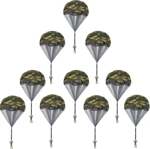 10 Pcs Parachute Toy, Camo Parachute Men Tangle Free Throwing Hand Throw Outdoor Flying Paratrooper Toy No Battery nor Assembly Required