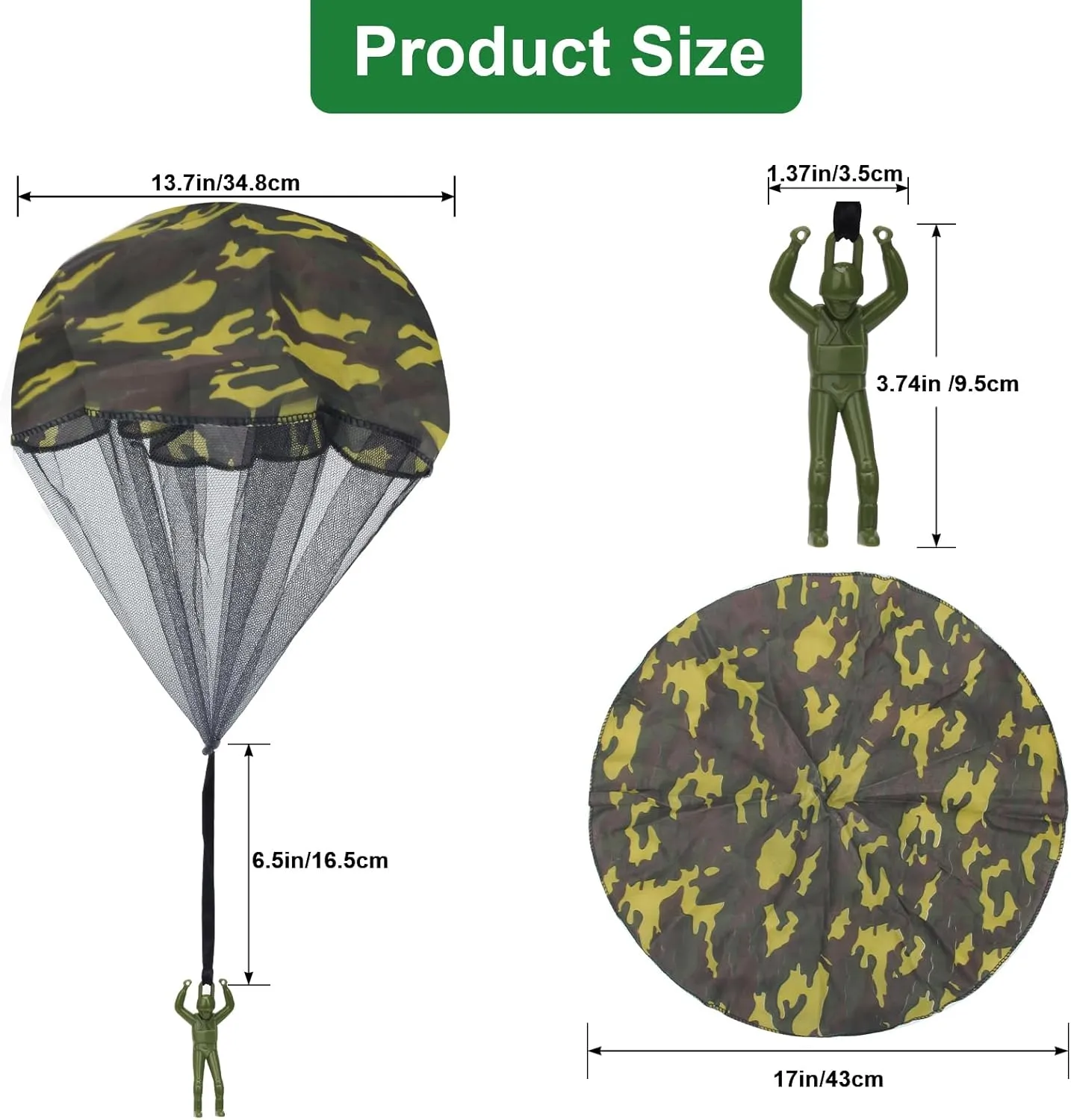 10 Pcs Parachute Toy, Camo Parachute Men Tangle Free Throwing Hand Throw Outdoor Flying Paratrooper Toy No Battery nor Assembly Required