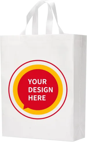 100 Pcs Custom Tote Bags with Handle, Tote Bags Non-woven Reusable bags Ideal for Sales,Business,Store,12x4x15 in