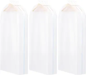 10" Gusseted Garment Bags for Hanging Clothes - 3 Packs Translucent Dress Bag for Closet Wardrobe Storage Travel - 51 inch