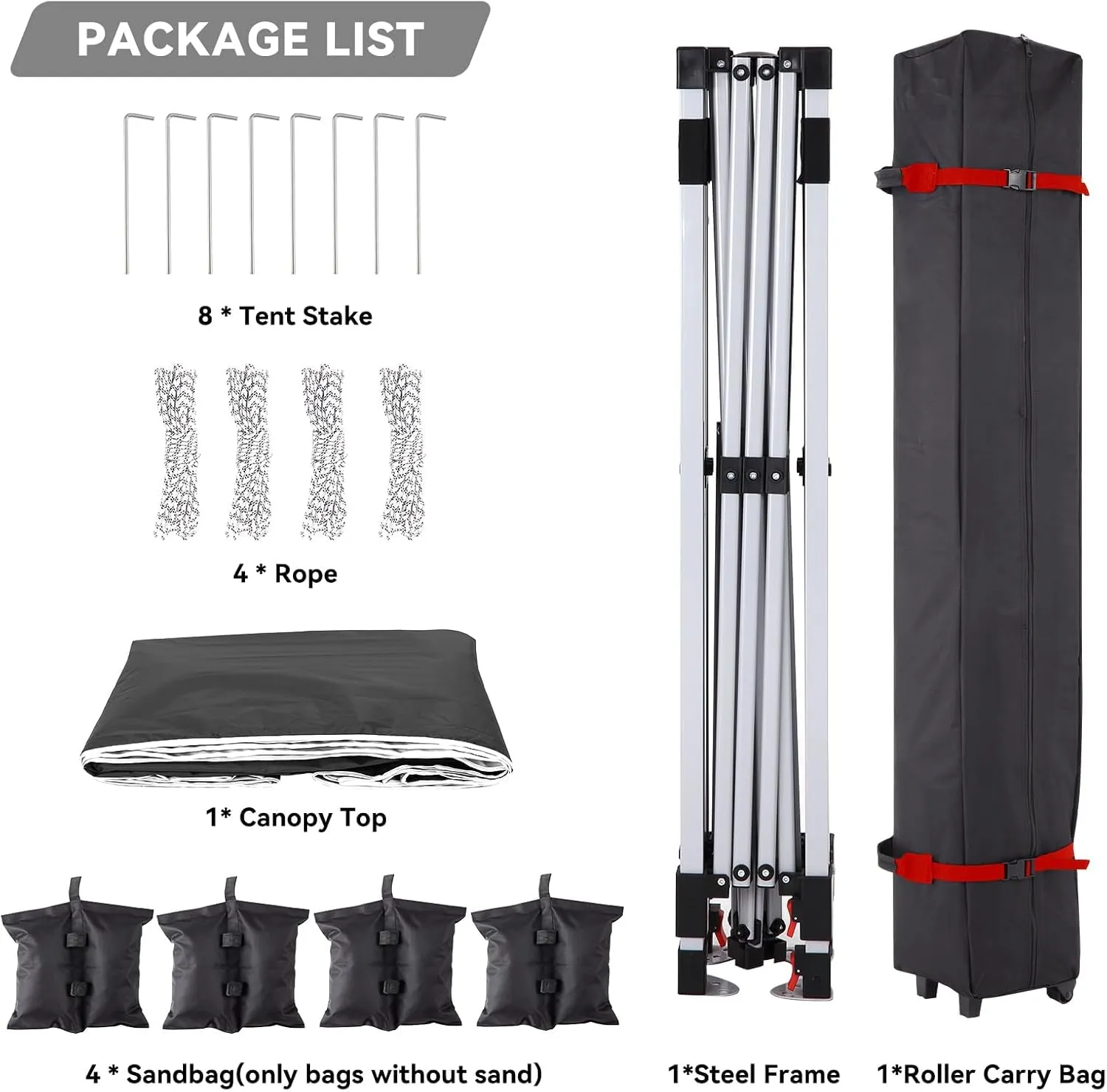 10x10 Pop Up Canopy Tent with Sidewall – Portable Instant Canopy Includes 4 Stakes, 4 Ropes, 4 Weight Bags & Wheeled Carry Bag for Outdoor Events