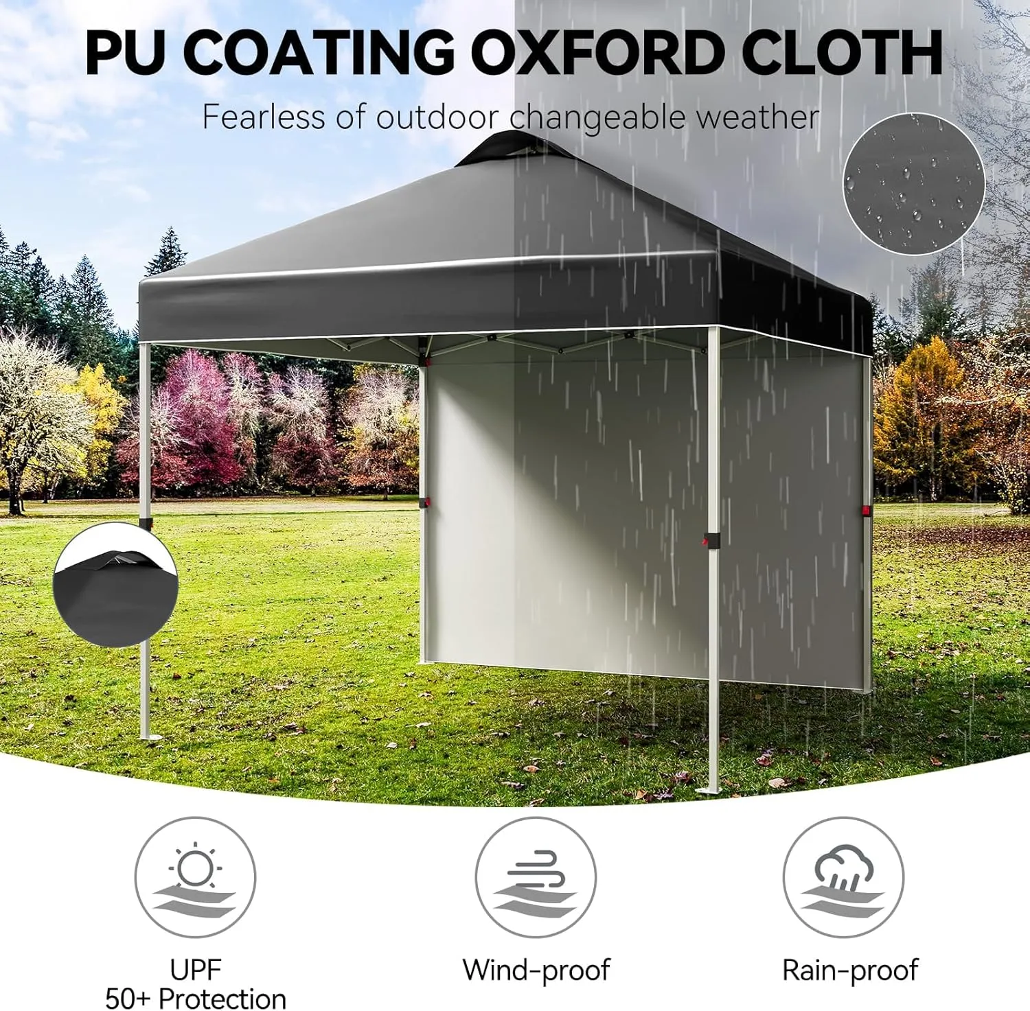 10x10 Pop Up Canopy Tent with Sidewall – Portable Instant Canopy Includes 4 Stakes, 4 Ropes, 4 Weight Bags & Wheeled Carry Bag for Outdoor Events