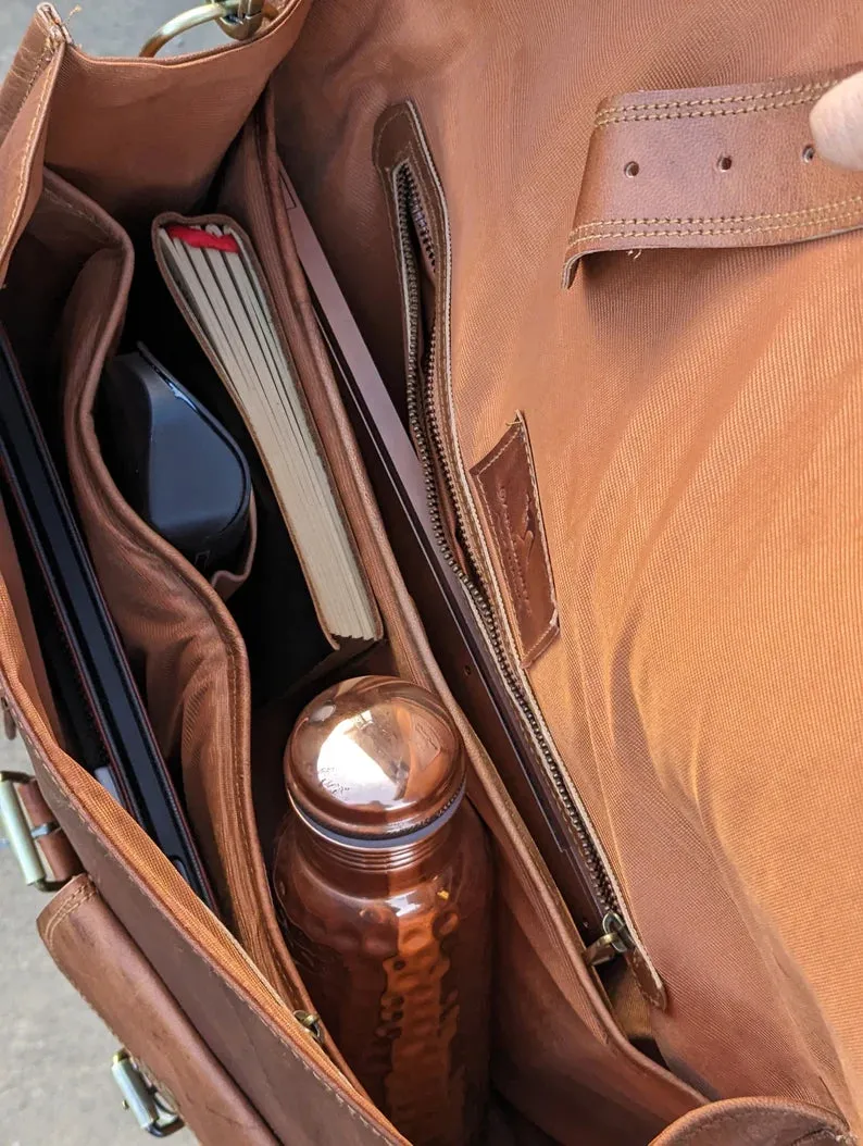 15" Genuine Leather Laptop Bag Adjustable & Convertible Straps