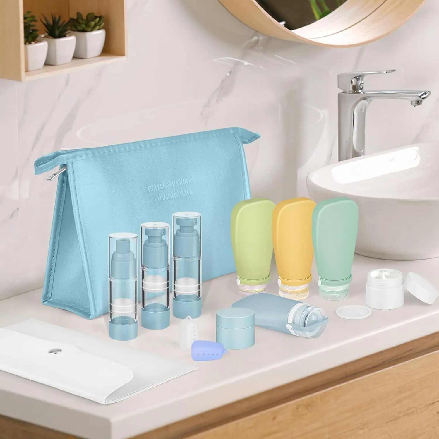 19 Pack Travel Bottles for Toiletries, TSA Approved Refillable Squeezable Leak Proof Silicone Travel Size Toiletries Containers for Shampoo Conditioner Lotion, BPA Free