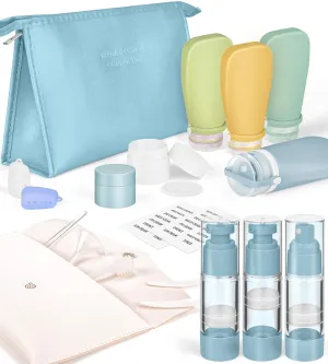 19 Pack Travel Bottles for Toiletries, TSA Approved Refillable Squeezable Leak Proof Silicone Travel Size Toiletries Containers for Shampoo Conditioner Lotion, BPA Free
