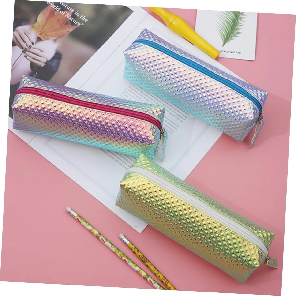 1pc Makeup Purple Waterproof Protable Organizer Scale Fish Handbag Fashion Carry Cosmetic Handy Bag, As Shown, Size 2
