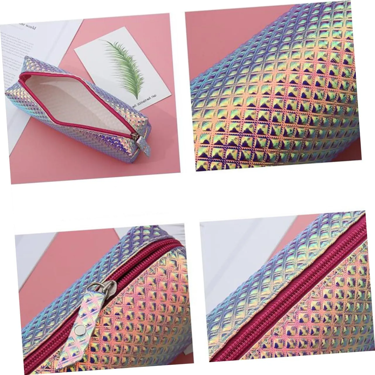 1pc Makeup Purple Waterproof Protable Organizer Scale Fish Handbag Fashion Carry Cosmetic Handy Bag, As Shown, Size 2