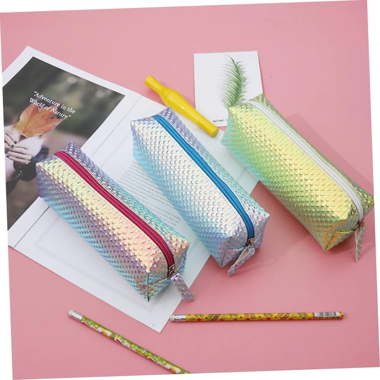 1pc Makeup Purple Waterproof Protable Organizer Scale Fish Handbag Fashion Carry Cosmetic Handy Bag, As Shown, Size 2