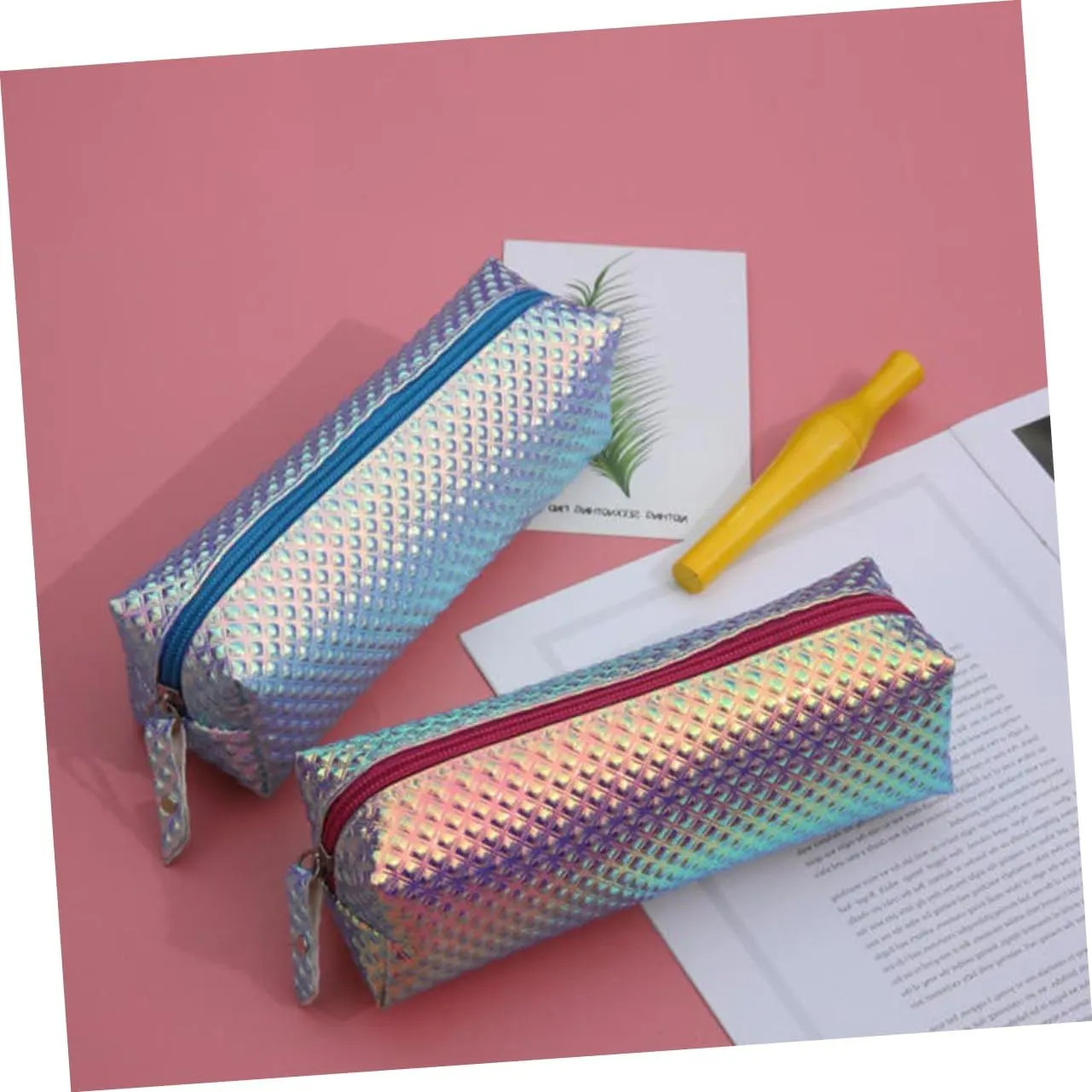 1pc Makeup Purple Waterproof Protable Organizer Scale Fish Handbag Fashion Carry Cosmetic Handy Bag, As Shown, Size 2