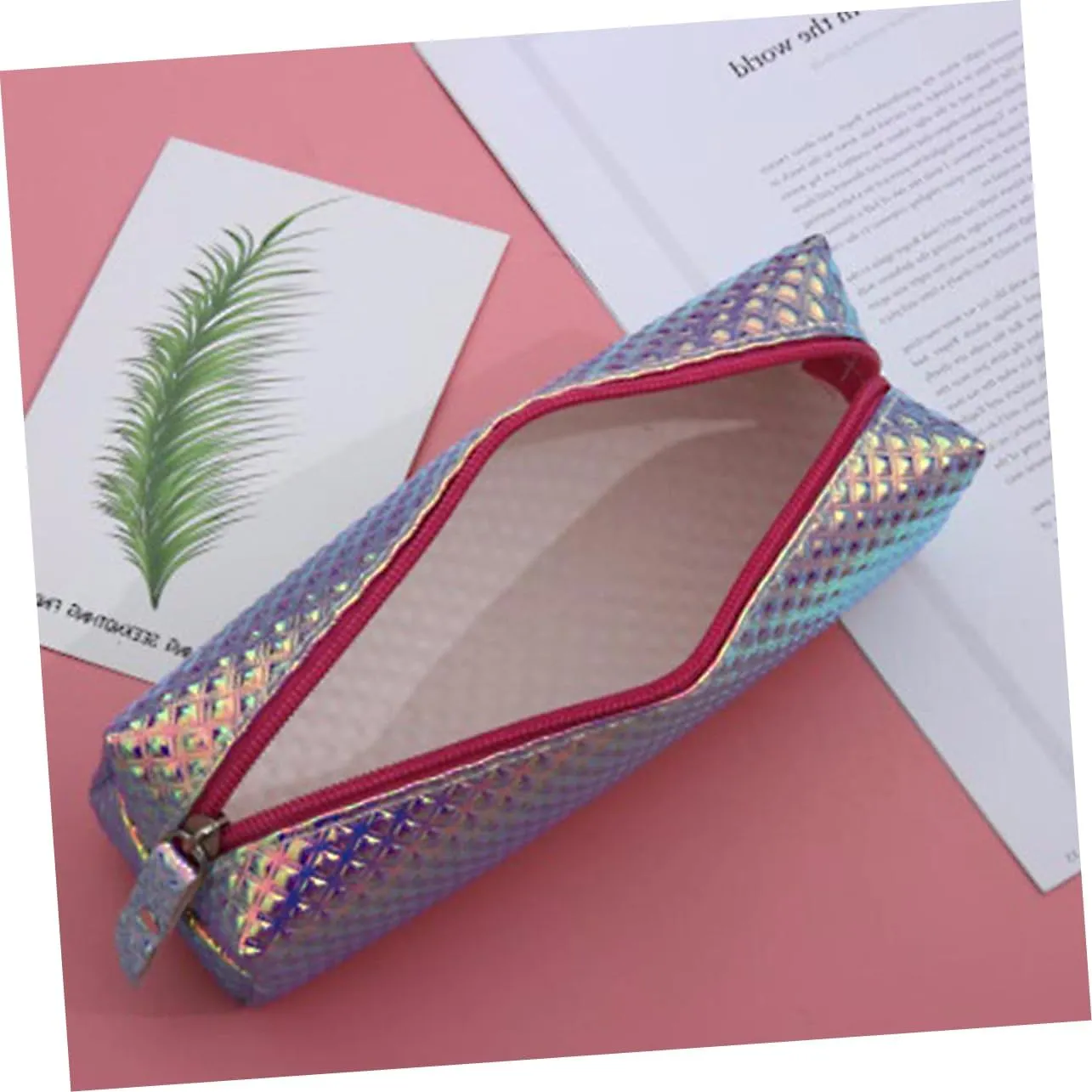 1pc Makeup Purple Waterproof Protable Organizer Scale Fish Handbag Fashion Carry Cosmetic Handy Bag, As Shown, Size 2