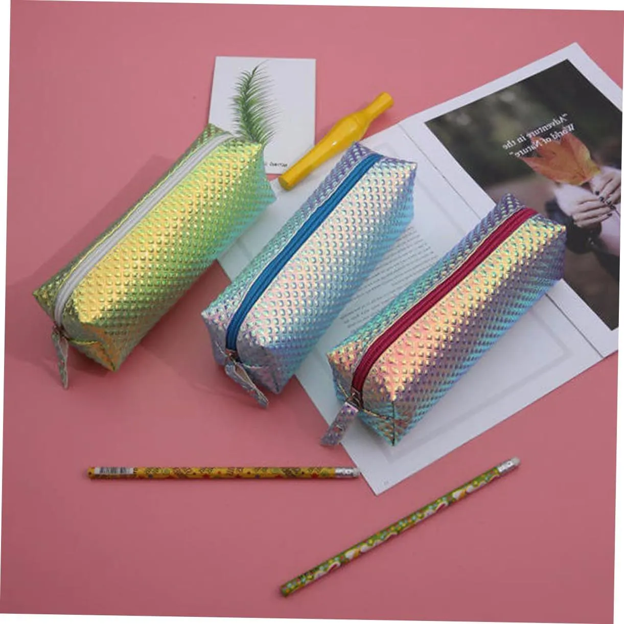 1pc Makeup Purple Waterproof Protable Organizer Scale Fish Handbag Fashion Carry Cosmetic Handy Bag, As Shown, Size 2