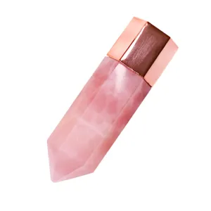 1pc Massage Essential Oil Bottle Crystal Pointed Roller Bottle for Essential Oils & Perfumes Face Roller Mutitool Cosmetic Bottles Bottle for Oil Rose Quartz Energy Gemstone Travel/2408