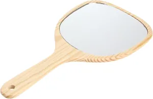 1pc Vintage Handheld Makeup Mirror with Wooden Handle Reflection Portable Cosmetic Mirror for Women and Girls Design for Travel and Home Use