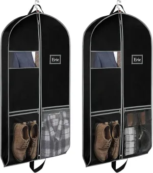 2 Pack Suit Bags for Closet Storage and Travel,Heavy Duty 43" Hanging Suit Bag for Men, Gusseted Hanging Garment Bags for Men Suit Cover With Handles for Clothes, Coats, Jackets, Shirts.