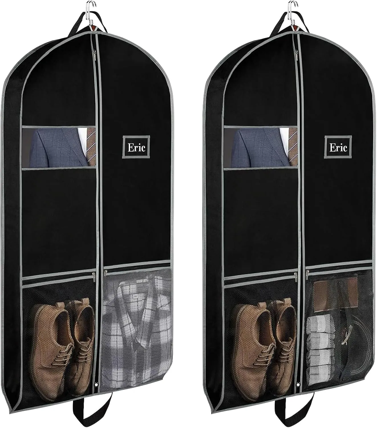 2 Pack Suit Bags for Closet Storage and Travel,Heavy Duty 43" Hanging Suit Bag for Men, Gusseted Hanging Garment Bags for Men Suit Cover With Handles for Clothes, Coats, Jackets, Shirts.