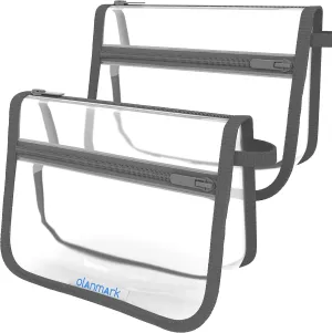 2 Pack TSA Approved Toiletry Bag - Quart Size Travel Bag for Toiletries - Reusable Clear Bag for Liquids - 311 Compliant Airplane Bag Gray