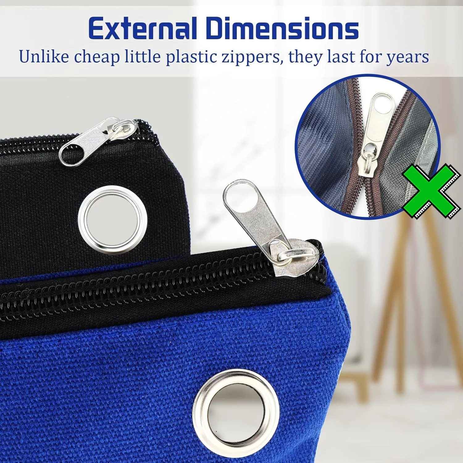 2 Pcs Interoffice Mailer Canvas Transit Sack Zipper Bag 18" x 14" Large Zipper Pouch with Grommet Interoffice Mail Bag (Black,Blue)
