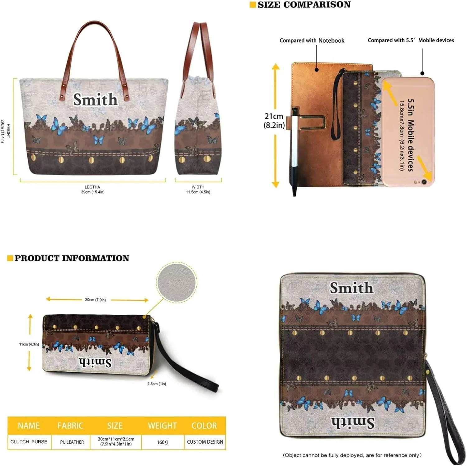 2 Pcs Purse and Wallet Set for Women Zipper Large Tote Bag Top Handle Purse with Leather Clutch