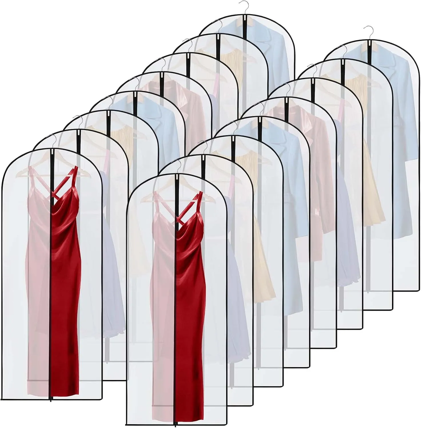 20 Pcs 72/60inch Bulk Garment Bags for Hanging Clothes Travel Garment Bag Suit Protector Cover Dress Bags Storage Bags for Clothes Long Dress Suit Coat Costumes Uniforms(24 x 60 Inch)