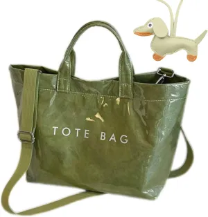 2025 Upgraded PVC Tote Bag for Women with Detachable Crossbody Strap, Letters Print Large Clear Designer Hobo Handbag