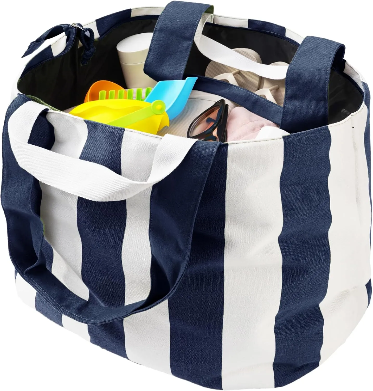 22'' 50L Large Beach Bag, Extra Large Tote Bag for Women, Oversized Tote Bag, Overnight Bags for Travel Blue White