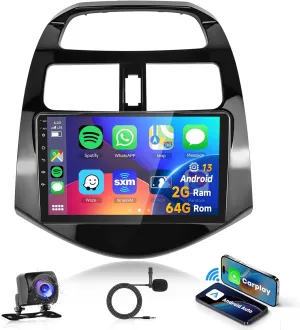 2G 64G for Chevrolet Spark 2011-2014 Car Radio with Wireless Carplay Android Auto - 9 Inch Touch Screen Android 13 Car Radio - GPS/WiFi/Bluetooth/FM/SWC/HD Backup Camera