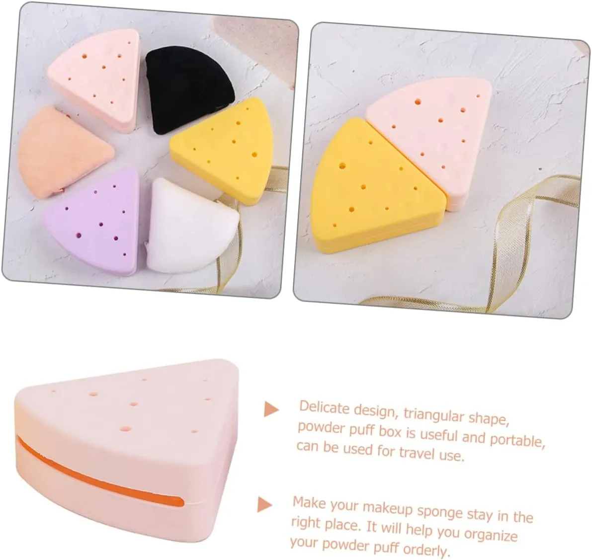2pcs Bag Breathable Cosmetic Make Silicone Puff Makeup Holder Powder Storage Tool Organizer, Pinkx3pcs, 7.1x6.7cmx3pcs