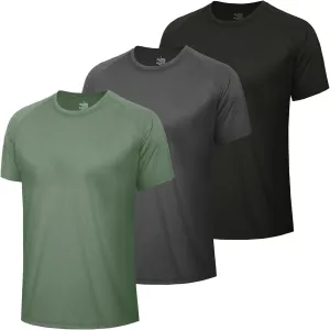 3 Pack Workout Mens Shirts - Dry Fit Causal Moisture Wicking Work Gym Athletic Short Sleeve for Basketball Running