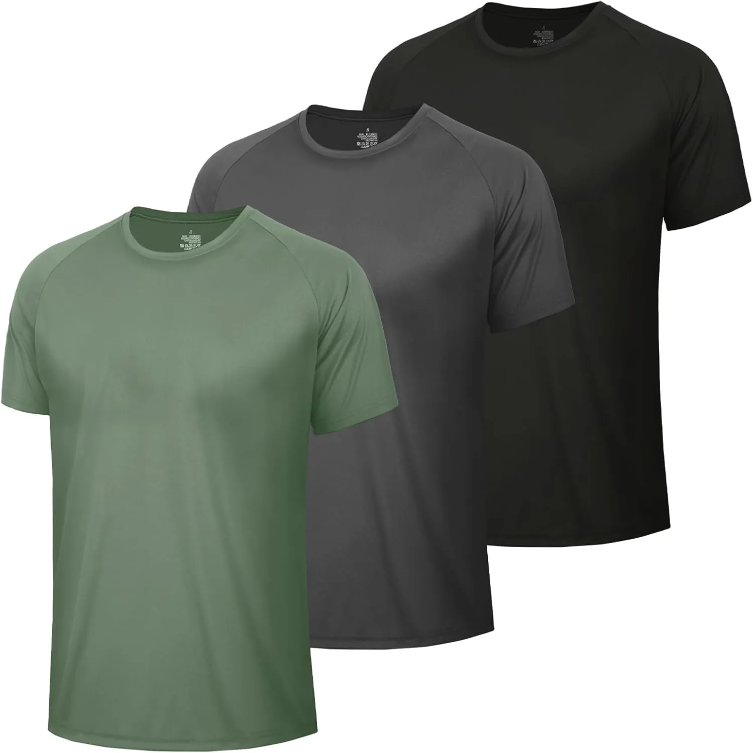 3 Pack Workout Mens Shirts - Dry Fit Causal Moisture Wicking Work Gym Athletic Short Sleeve for Basketball Running