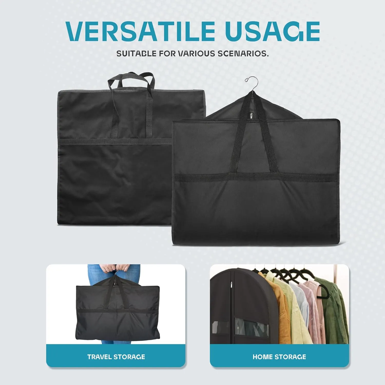 3 packs Garment Bags for Travel and Closet Storage with Zipper Pocket, Heavy Duty Waterproof Hanging Suit Bag with Handles for Suits, Coats, Jackets, Shirts