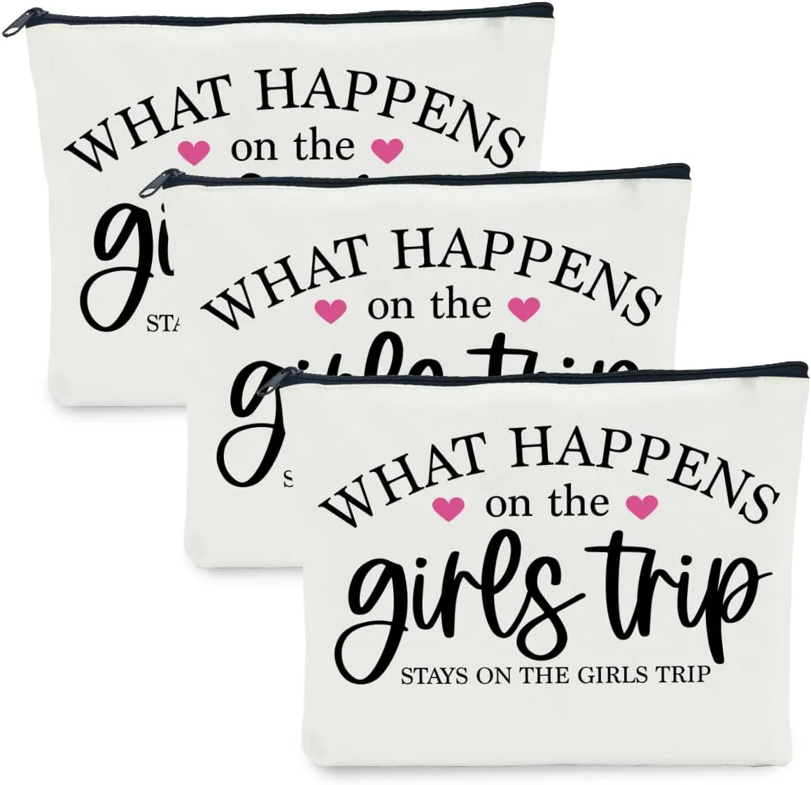 3 PCS Girls' Trip Favors Makeup Bag - Weekend & Bachelorette Party Gifts for Women