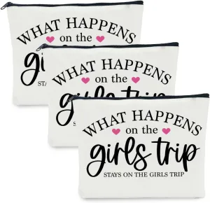 3 PCS Girls' Trip Favors Makeup Bag - Weekend & Bachelorette Party Gifts for Women