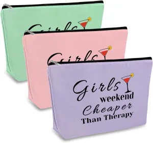 3 Pcs Girls Trip Gifts Travel Makeup Bag Girls Weekend Gift Travel Trip Present for Her Best Friends Bestie Cosmetic Bags Pouch Christmas Graduation Birthday Present for BFF Friends Sister