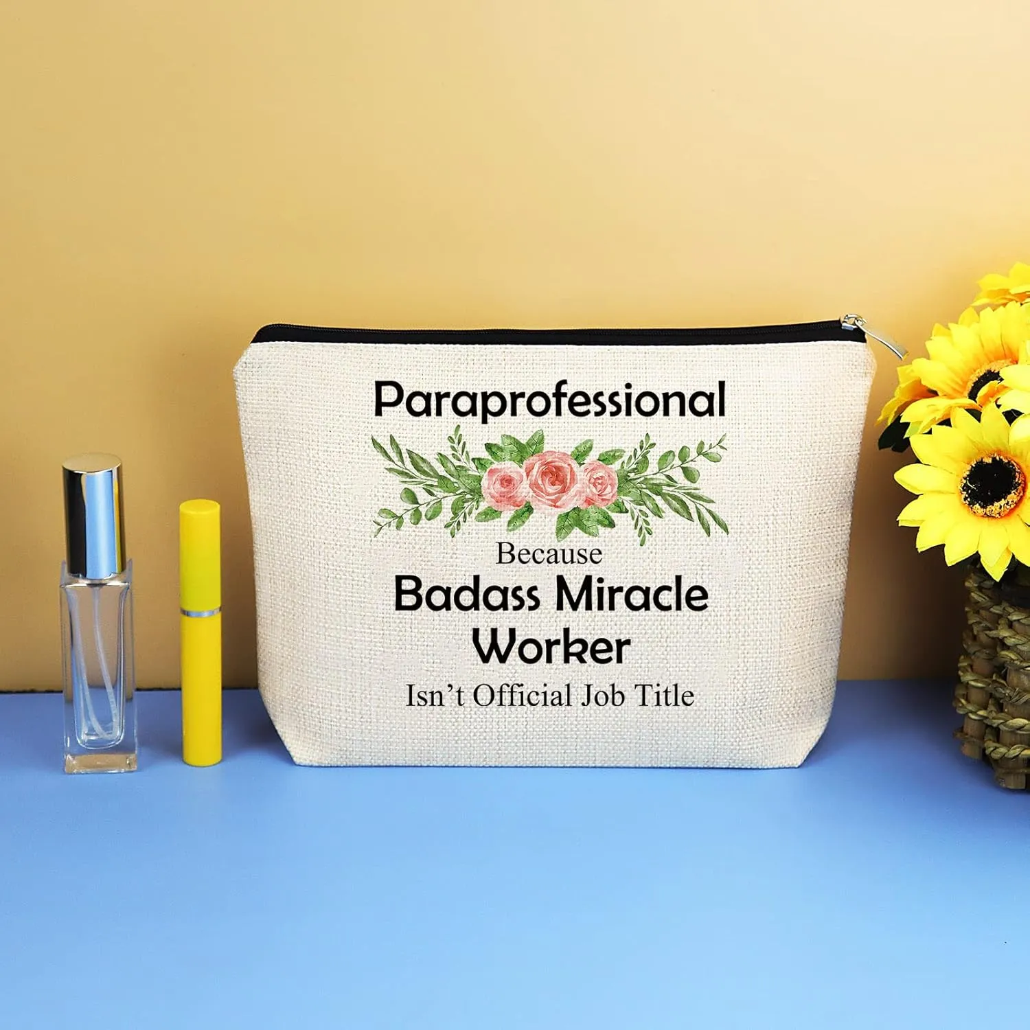 3 Pcs Paraprofessional Gifts Teacher Appreciation Gift Makeup Bag for Women Cosmetic Bag Para Teachers Gifts Birthday Thanksgiving Graduation Gift for Counselor Teacher Paraeducator Thank You Present