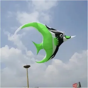 300cm Fish Kite Flying Soft Kites, Parachute Kite Large Kite Flying Fish Kite (Color : Green, Size : 300cm)