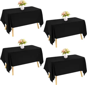 4 Pack Rectangle Tablecloth 60x126 Inch Black Washable Polyester Table Cover for Wedding Dining Table Buffet Parties Banquet Decoration（Black）
