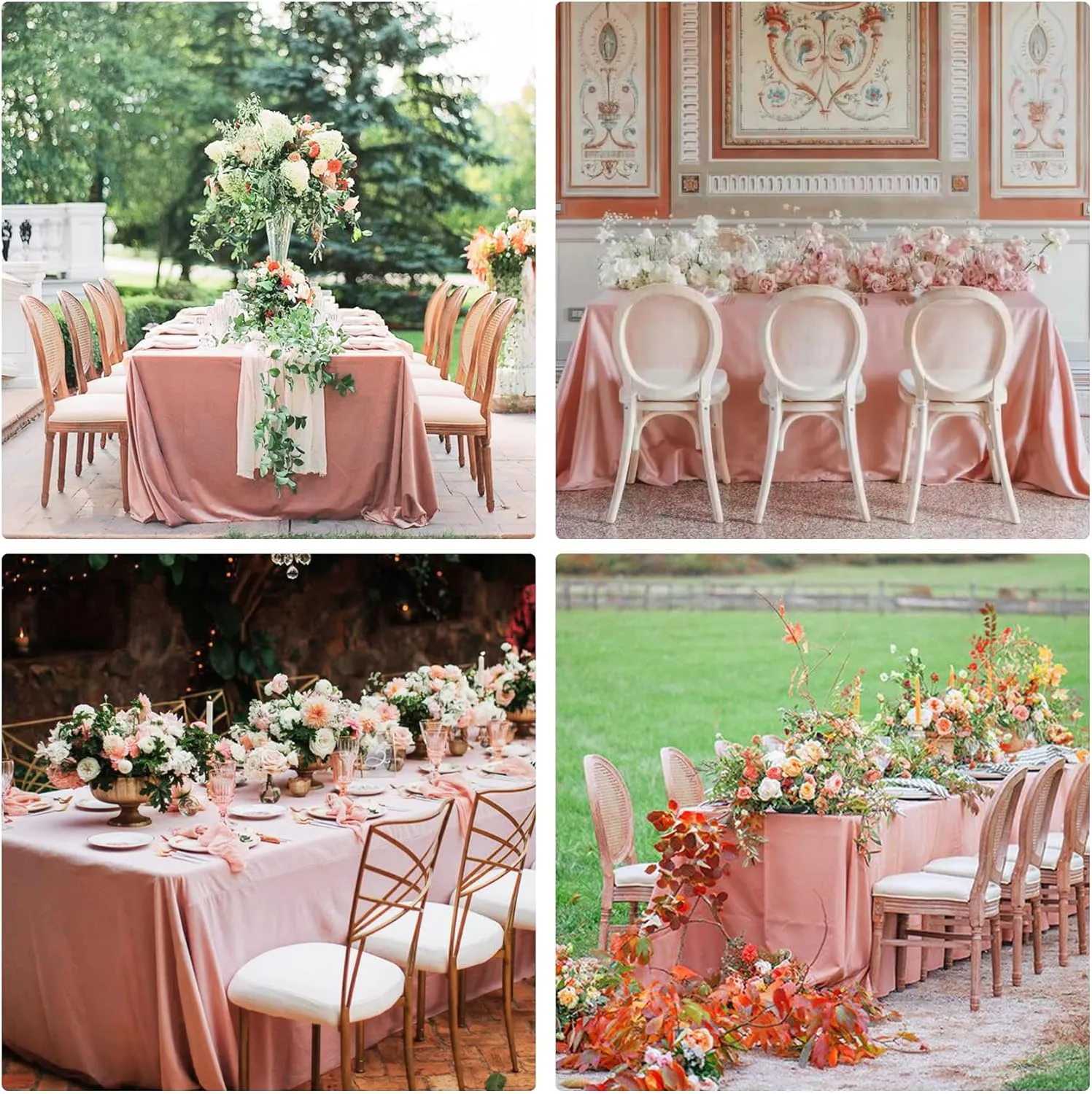 4 Pack Rectangle Tablecloth for 8 Foot Tables Washable Polyester Table Cover for Wedding Dining Table Parties Banquet（60x126 Dusty Rose）