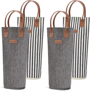 4 Pack - Single Bottle Insulated Wine Tote
