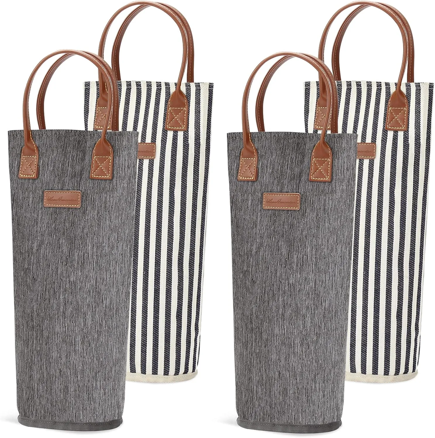 4 Pack - Single Bottle Insulated Wine Tote