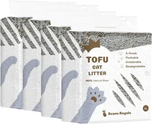 4pcs Pack (6L x 4) Tofu Cat Litter, Clumping Kitty Litter, Flushable,Pea Fiber,Dust Free, Odor Control, Low Tracking, Lightweight (Activated Carbon 4 Packs)