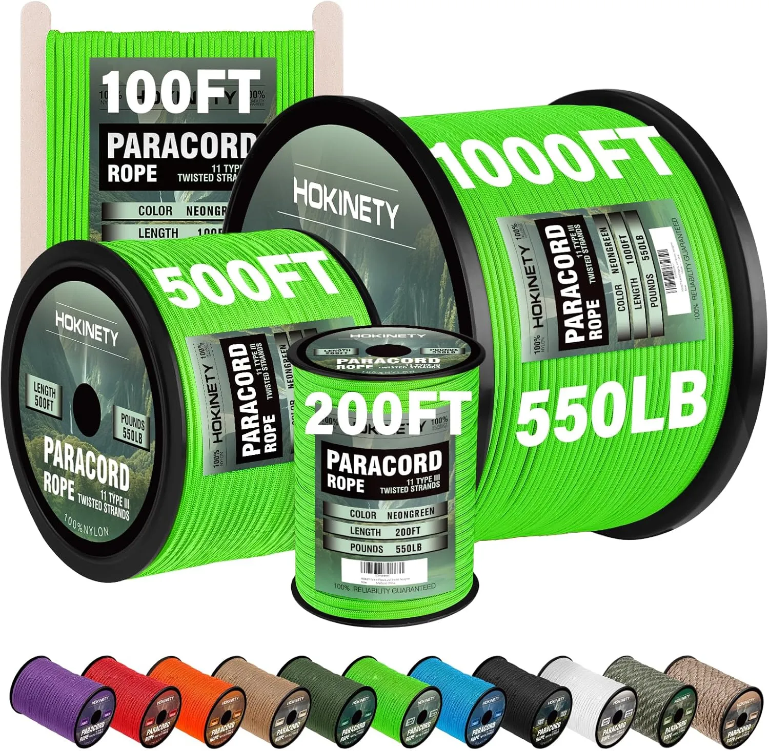 550lb Paracord Rope - Heavy-Duty Outdoor Gear by HOKINETY