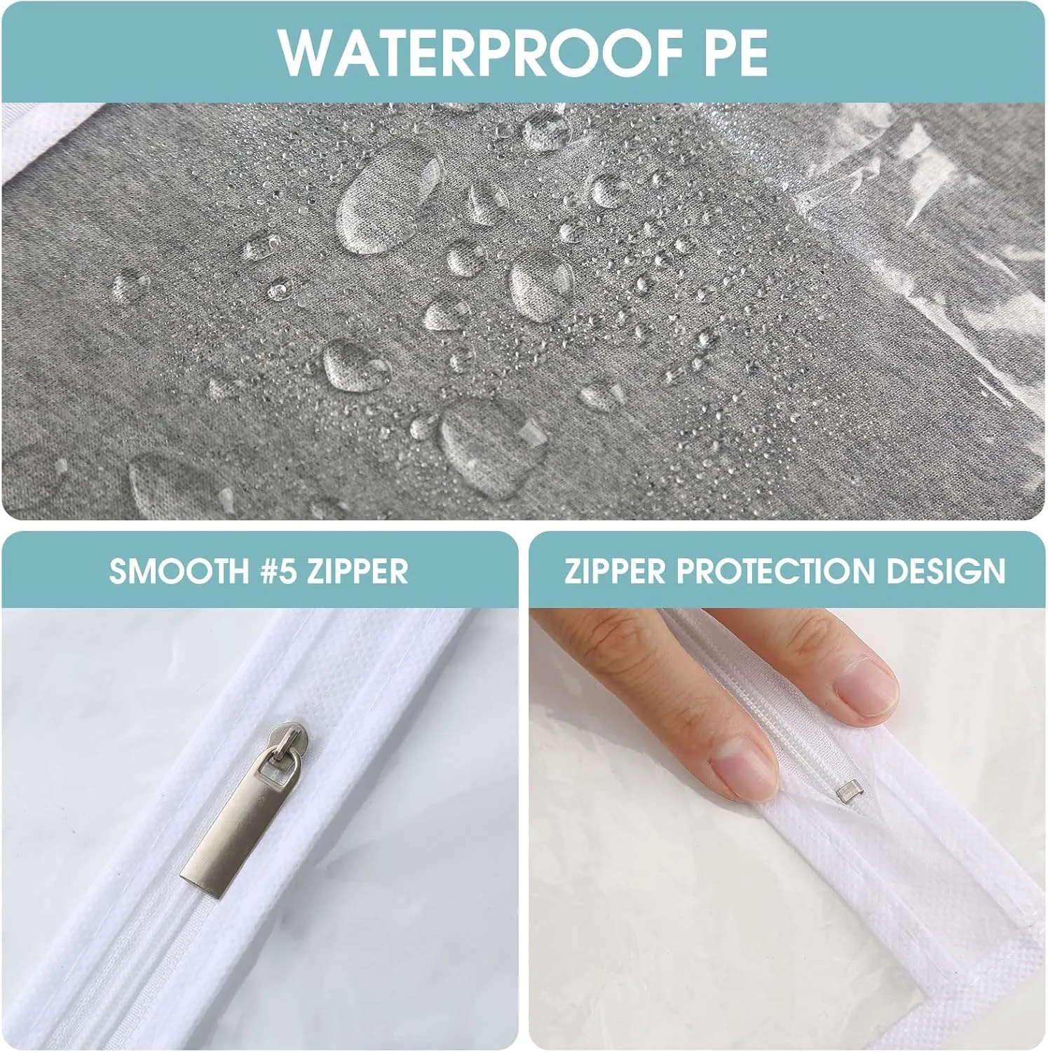 60" Dress Bags for Gowns, 6 Packs All Clear Garment Bags for Hanging Clothes, Plastic Waterproof Dress Cover with Zipper for Dresses, Coats, Uniforms (Set of 6)