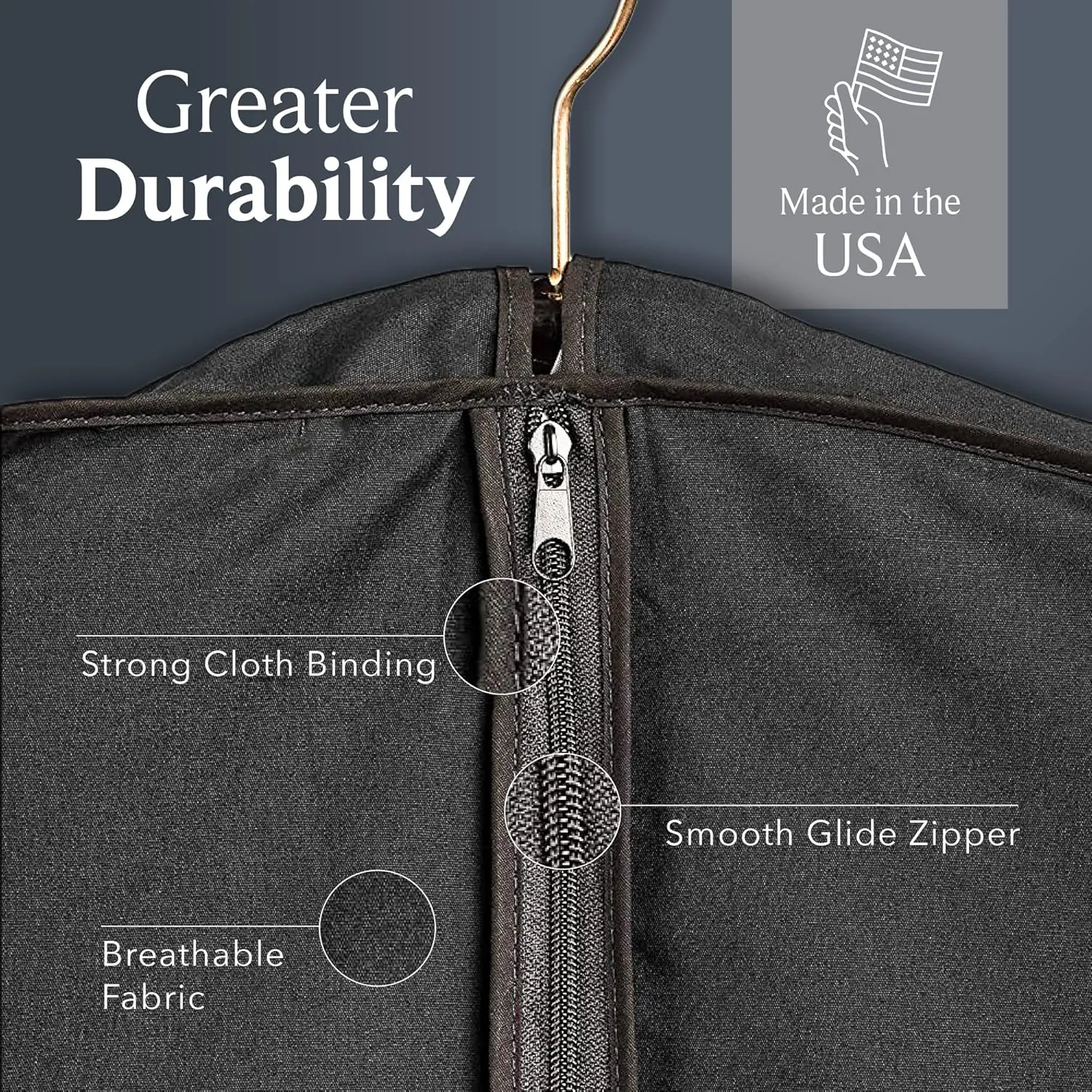 60" Luxury Fur Coat Cotton Blend Cloth Garment Bags for Travel & Hanging Clothes (Black) - Suit Covers Garment Bag for Men & Women Dress Bag - Closet Storage Suit Bag, Dress Bags, Coat Storage