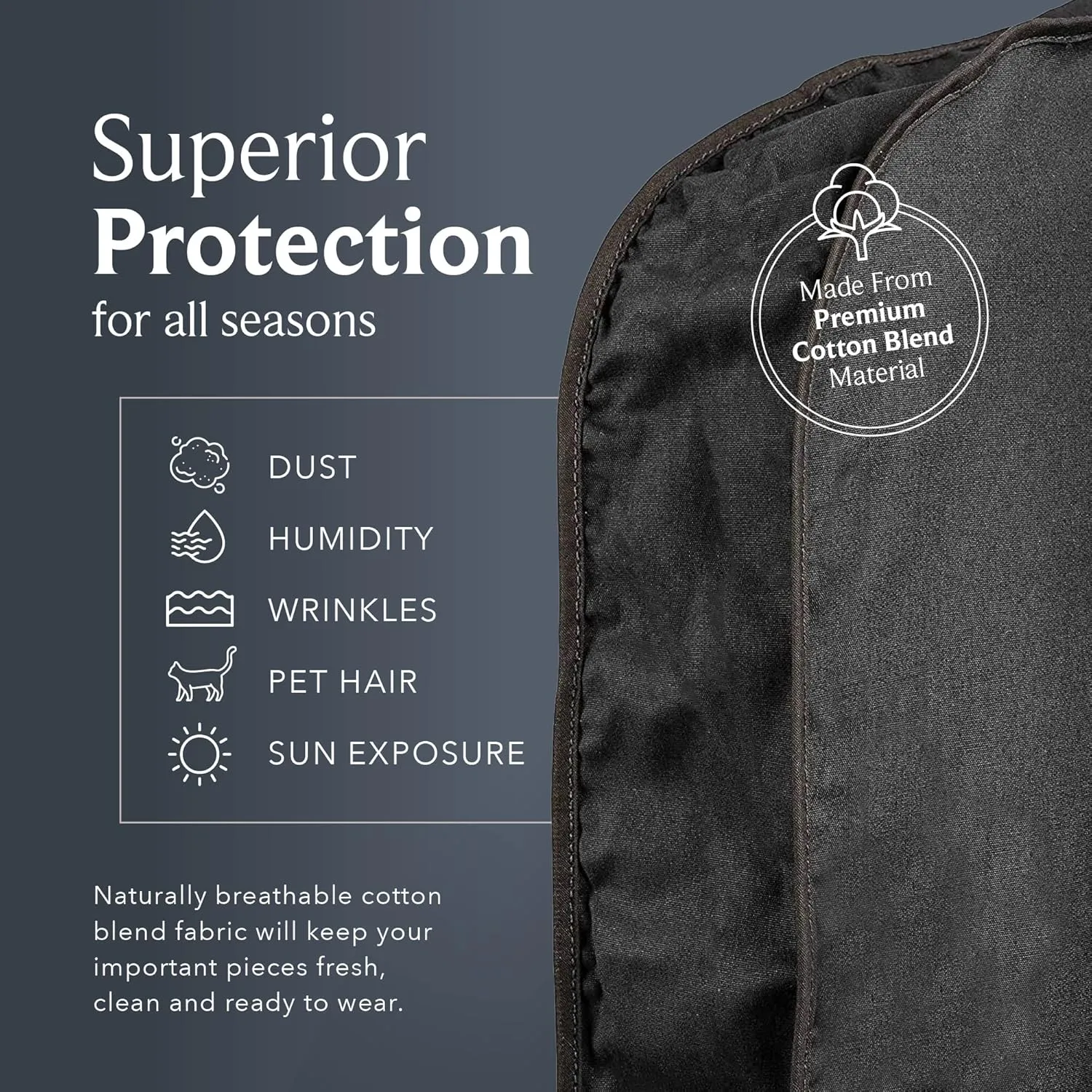 60" Luxury Fur Coat Cotton Blend Cloth Garment Bags for Travel & Hanging Clothes (Black) - Suit Covers Garment Bag for Men & Women Dress Bag - Closet Storage Suit Bag, Dress Bags, Coat Storage
