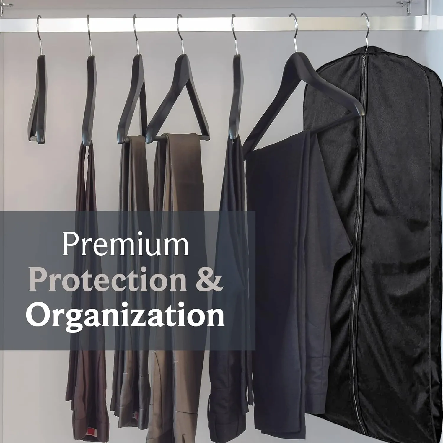 60" Luxury Fur Coat Cotton Blend Cloth Garment Bags for Travel & Hanging Clothes (Black) - Suit Covers Garment Bag for Men & Women Dress Bag - Closet Storage Suit Bag, Dress Bags, Coat Storage
