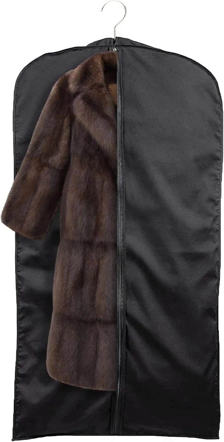 60" Luxury Fur Coat Cotton Blend Cloth Garment Bags for Travel & Hanging Clothes (Black) - Suit Covers Garment Bag for Men & Women Dress Bag - Closet Storage Suit Bag, Dress Bags, Coat Storage