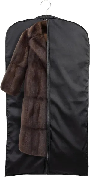 60" Luxury Fur Coat Cotton Blend Cloth Garment Bags for Travel & Hanging Clothes (Black) - Suit Covers Garment Bag for Men & Women Dress Bag - Closet Storage Suit Bag, Dress Bags, Coat Storage
