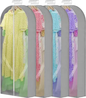 65'' Dress Bags for Gowns Long, 7" Guessted Clear Garment Bags for Hanging Clothes, Dress Garment Bag, Dress Cover With Clear Window for Dresses