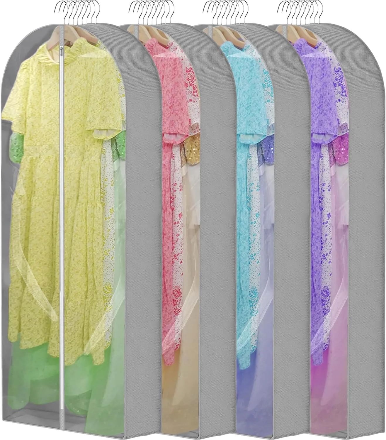 65'' Dress Bags for Gowns Long, 7" Guessted Clear Garment Bags for Hanging Clothes, Dress Garment Bag, Dress Cover With Clear Window for Dresses